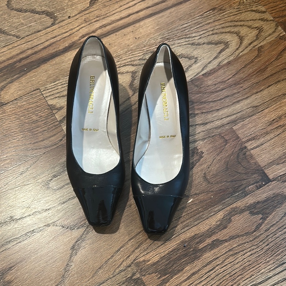 Bruno Magli Black Heels Elegant Suede Slip-On